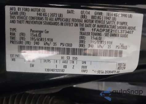 2014 Ford Focus S from USA, damaged, VIN 1FADP3E21EL373407